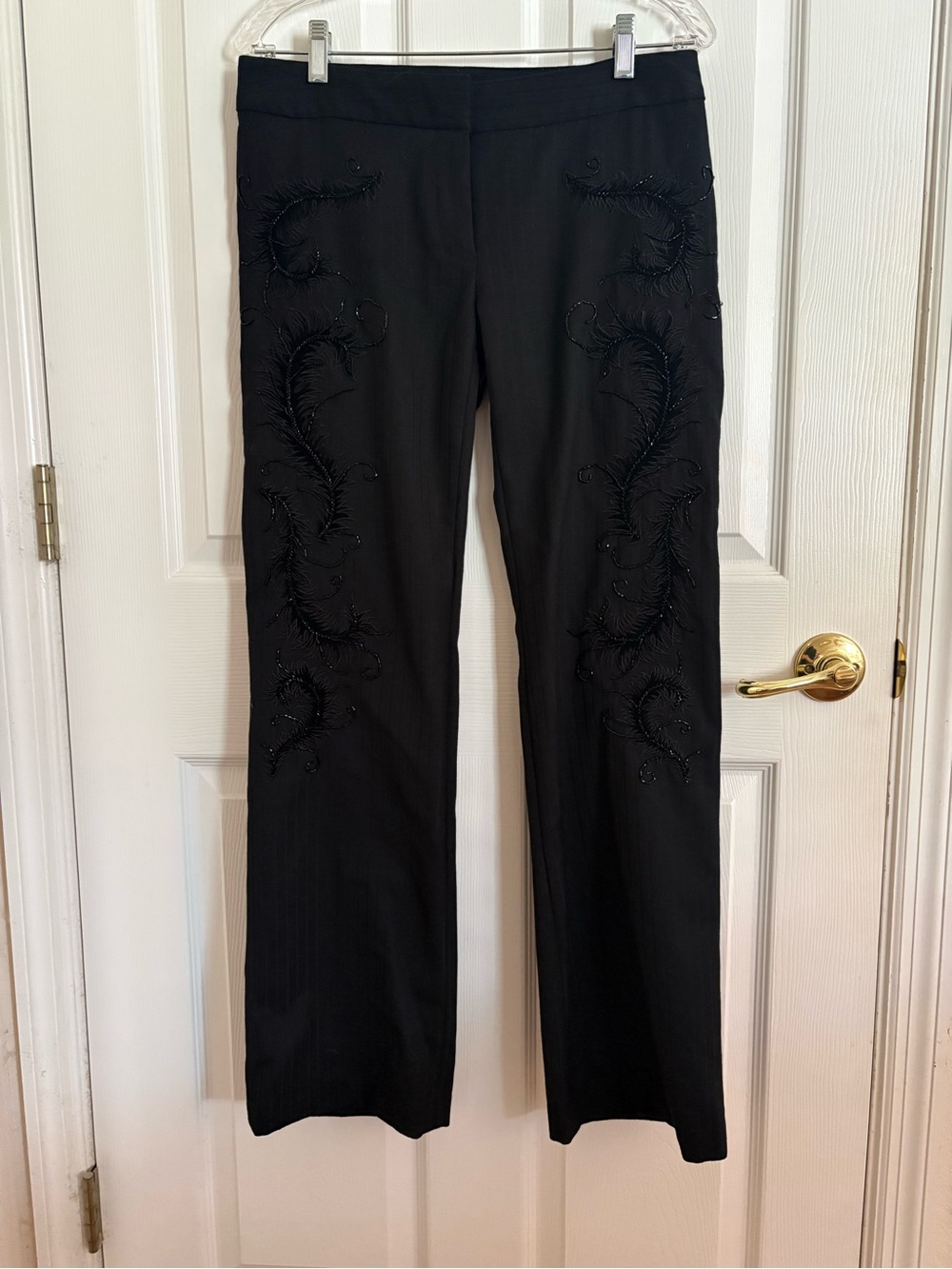 Express Black Beaded Dressy Straight-Leg Pants